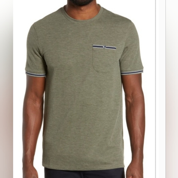 *Sold* Ted Baker London Men's Khaos Green Slim Fit Tee Shirt Short Sleeve - Picture 2 of 13